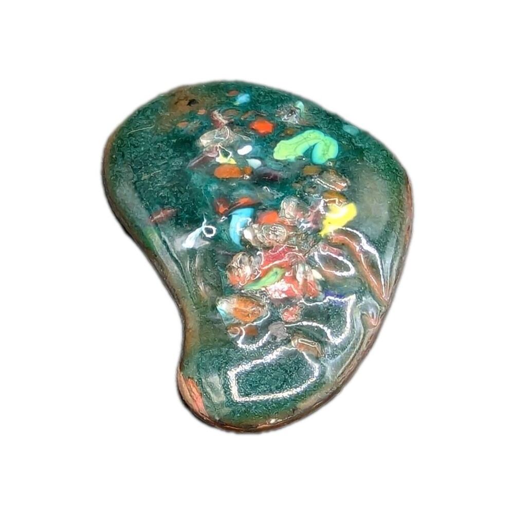 Vintage Abstract Artisan Enamel Over Copper Brooch